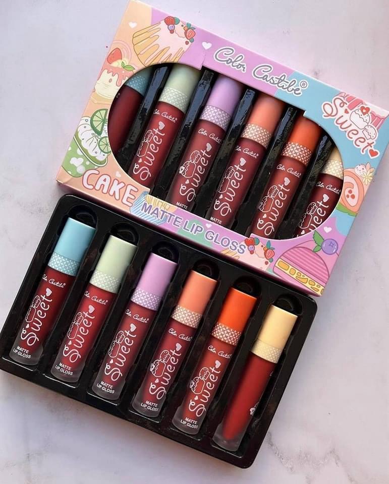 Sweet Cake liquid Matte Liquid Gloss Pack Of 6 | Colour Castel Matte Liquid