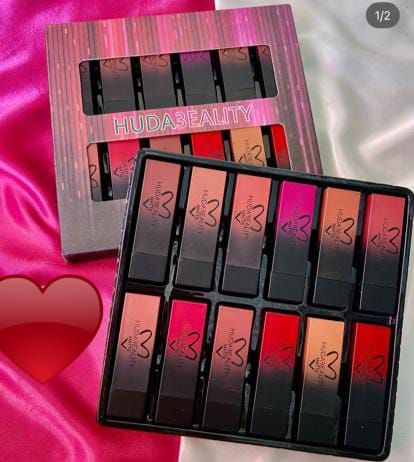 Huda Beauty Matte Lipstick Set - 12 Pcs