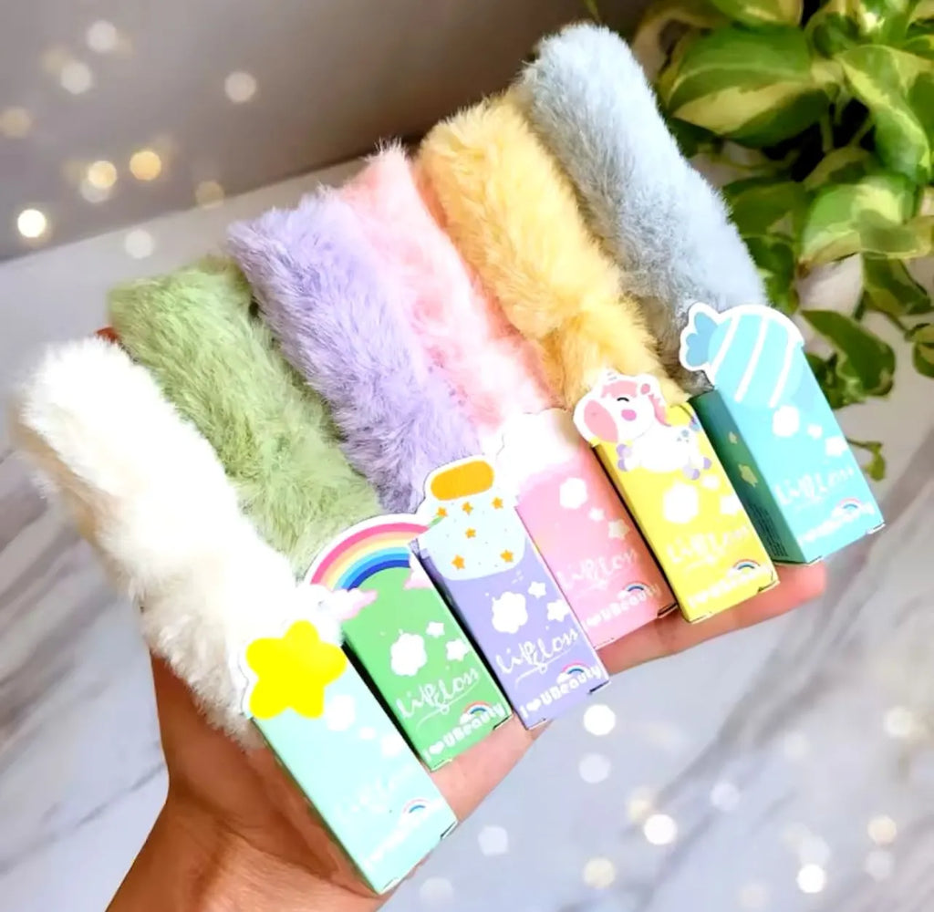 Cute Fur Lip Gloss 6Pcs Set 💋✨