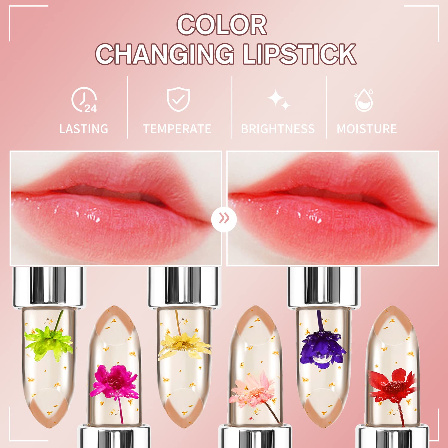 6 Pack Flower Jelly Lipstick 🌸💄✨