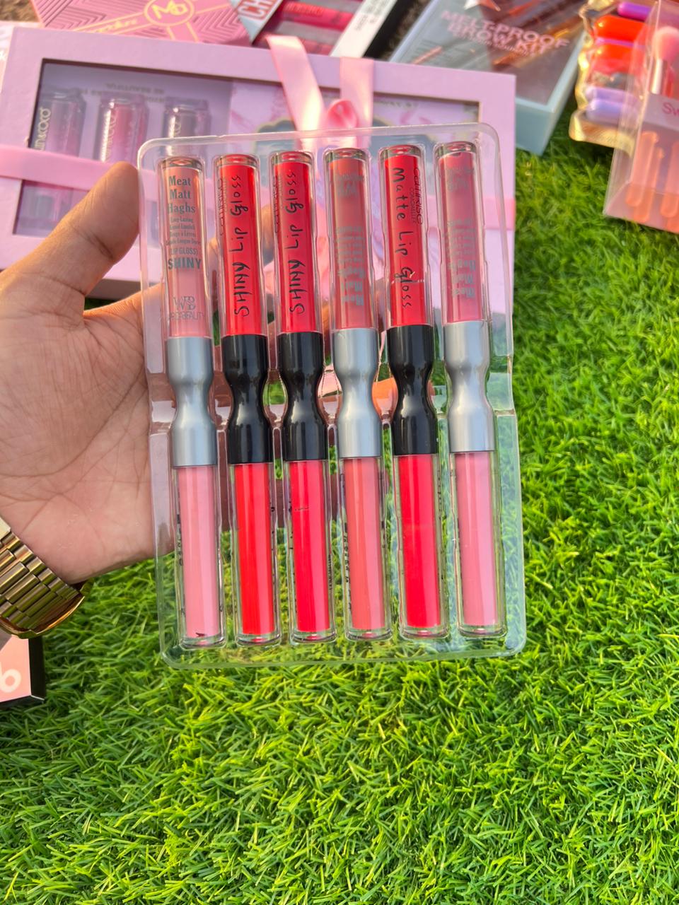 Warda Beauty Shiny & Matte Lipgloss – 6 Pc 2-in-1 Set