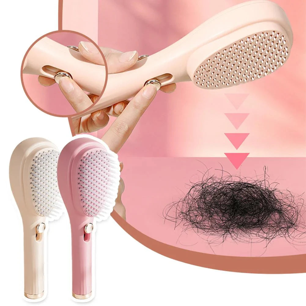 Self-Cleaning Anti-Static Massage Comb – 2-in-1 Hair Brush
